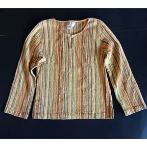 The Territory Ahead Women Artisans Med Multicolor Pullover Smocked Top Key Hole